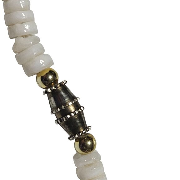 Vintage Boho White Blue Heishi Bead Necklace Boho Beach Core Fashion Jewelry Men - Picture 4 of 6